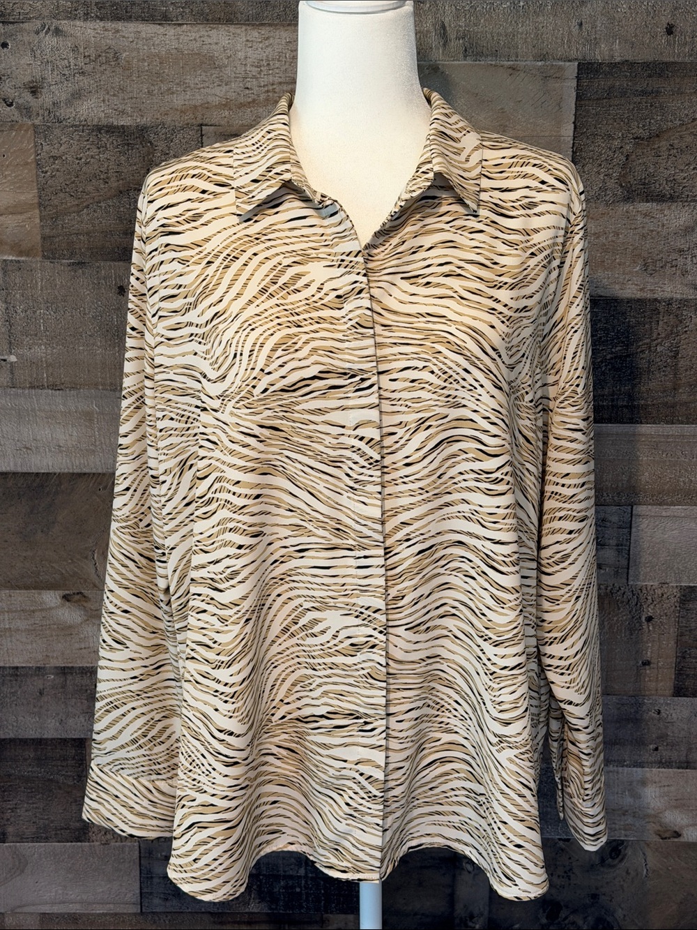 H&M Long Sleeve Zebra Print Top Size L